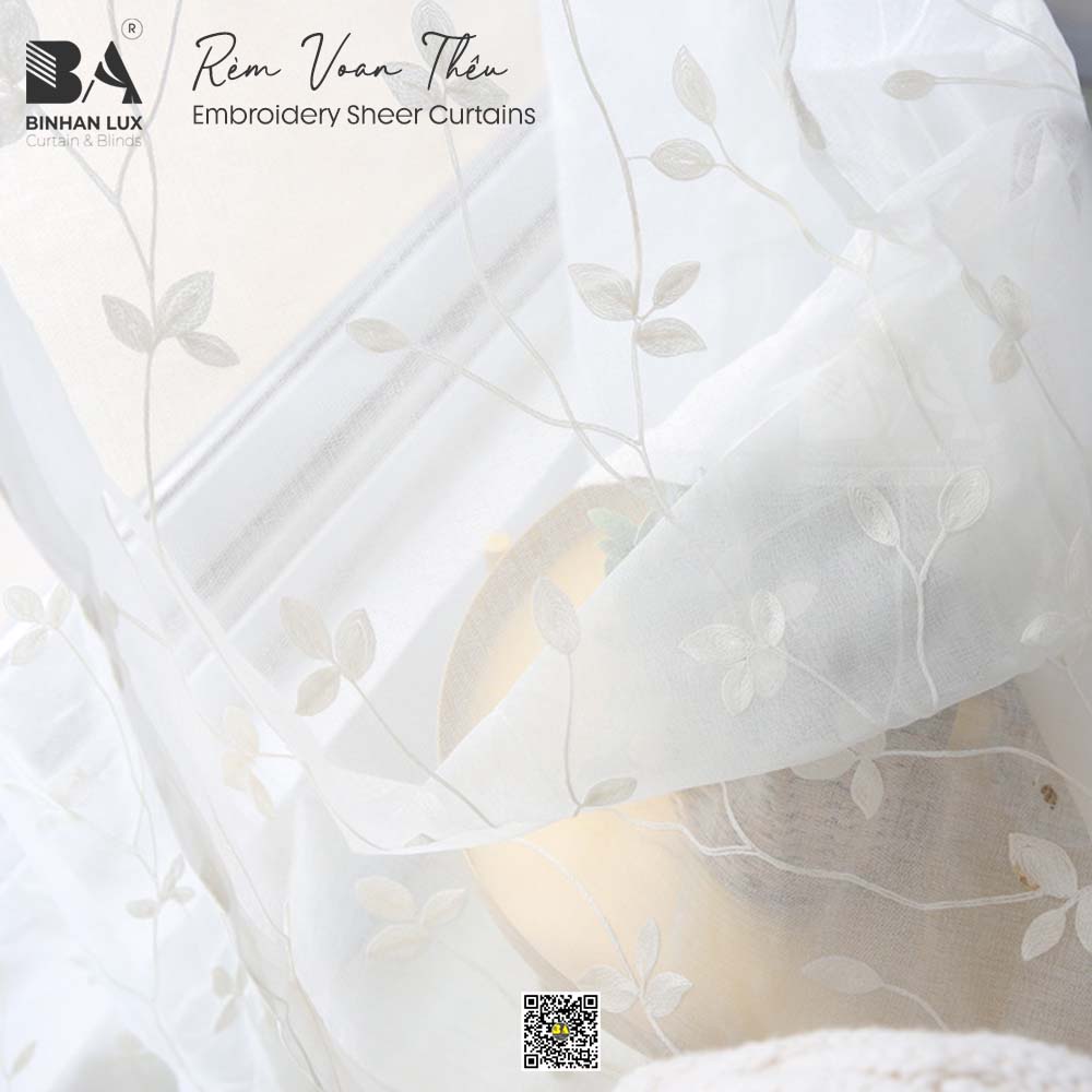 Rèm voan thêu hoa nhí VT17 - Phong cách cổ điển, thanh lịch