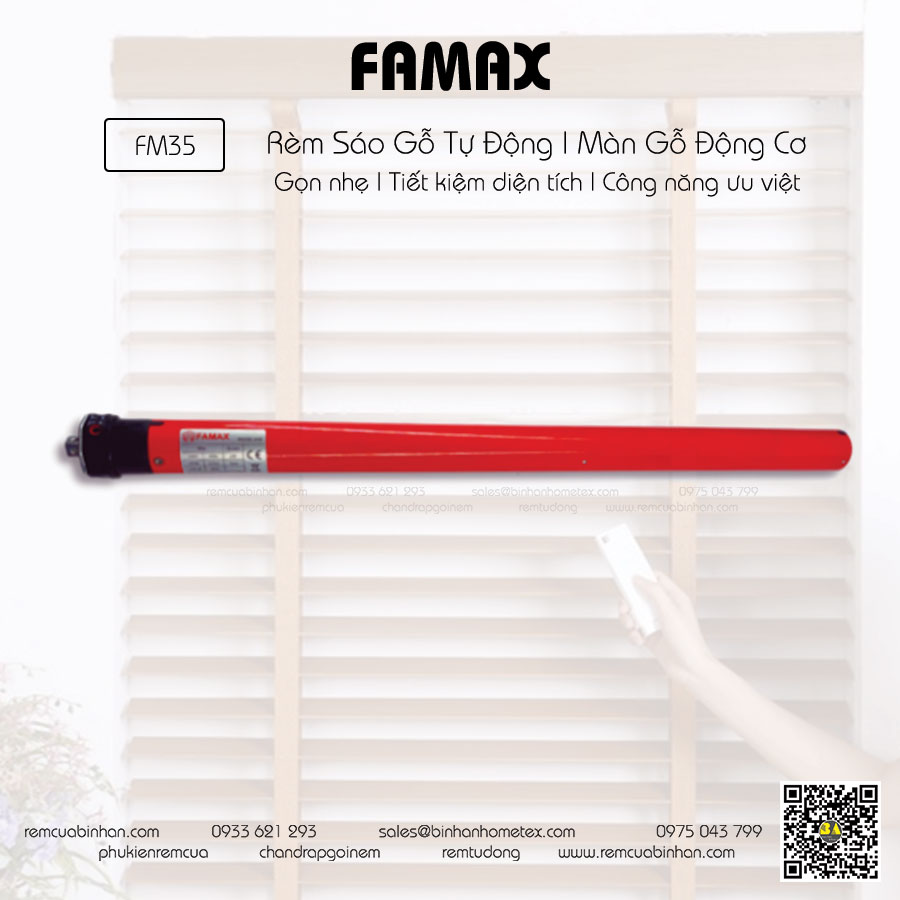 FAMAX Động cơ rèm sáo gỗ tự động