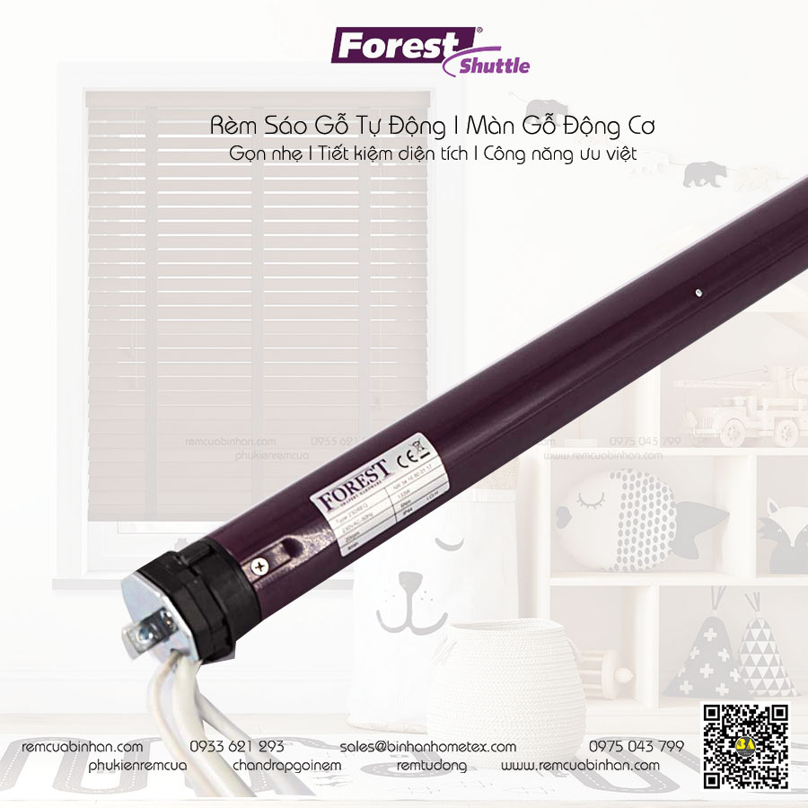 FOREST Động cơ rèm sáo gỗ tự động