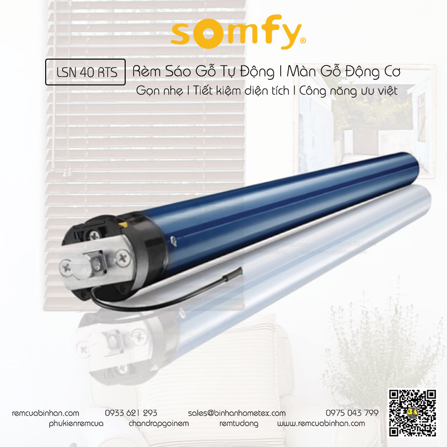 SOMFY France Động cơ rèm sáo gỗ tự động