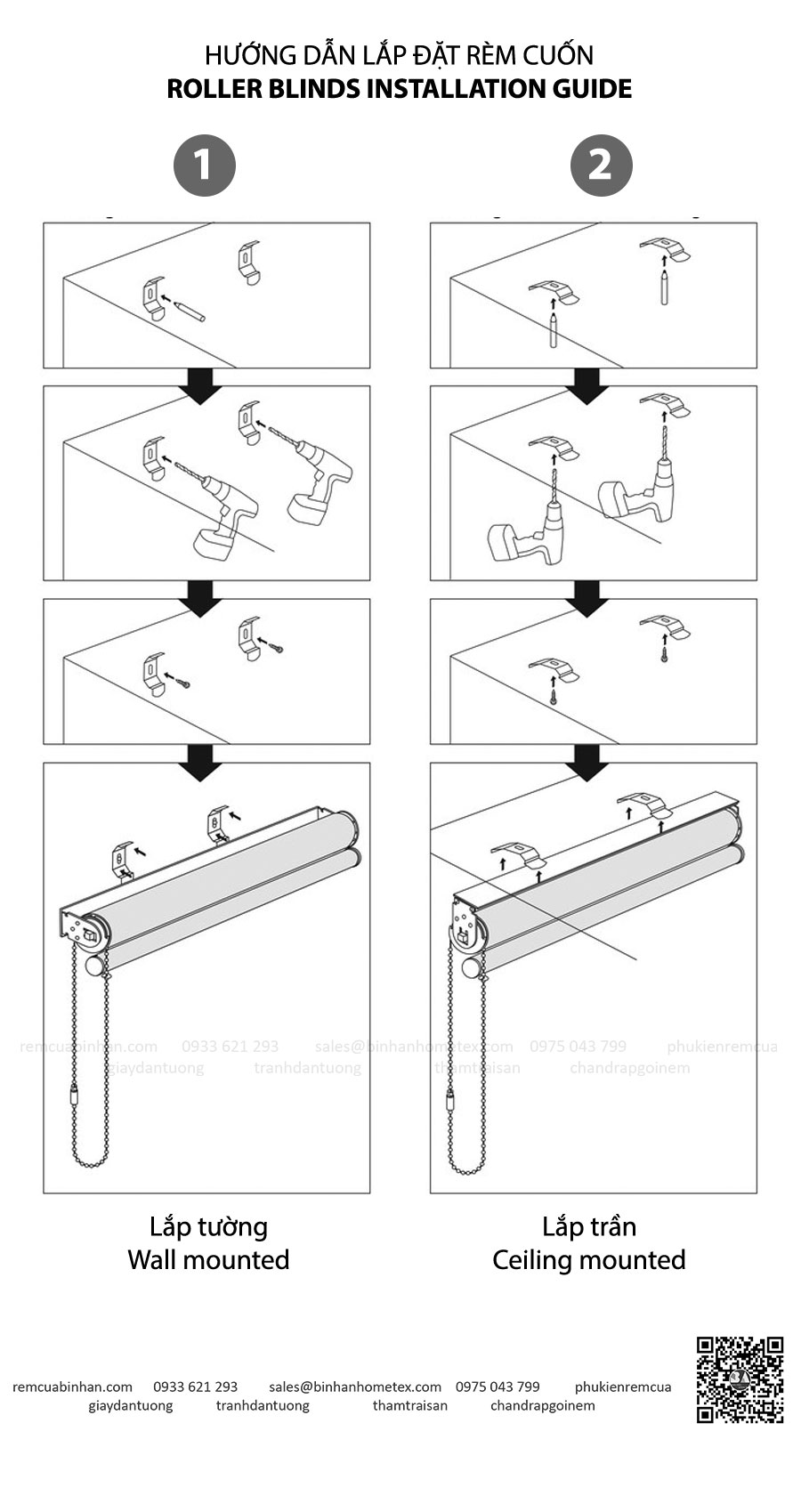 Hướng dẫn lắp đặt rèm cuốn