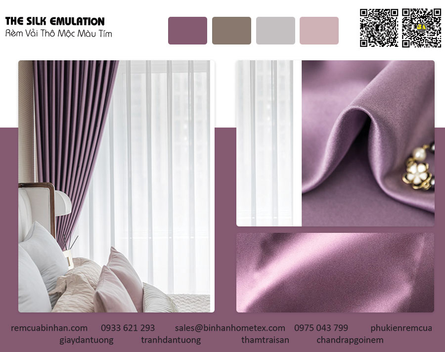 rèm phòng ngủ màu tím