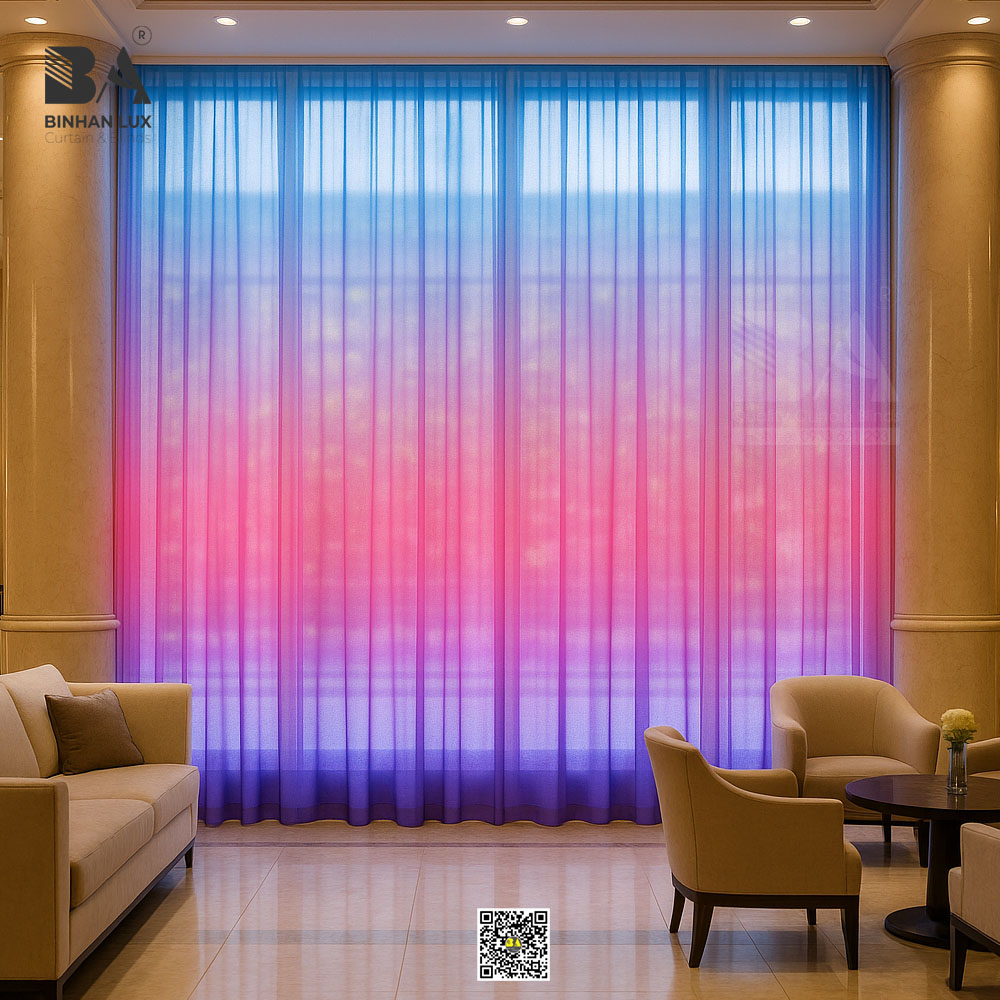 Rèm voan gradient ombre cận vải từ Rèm Bình An