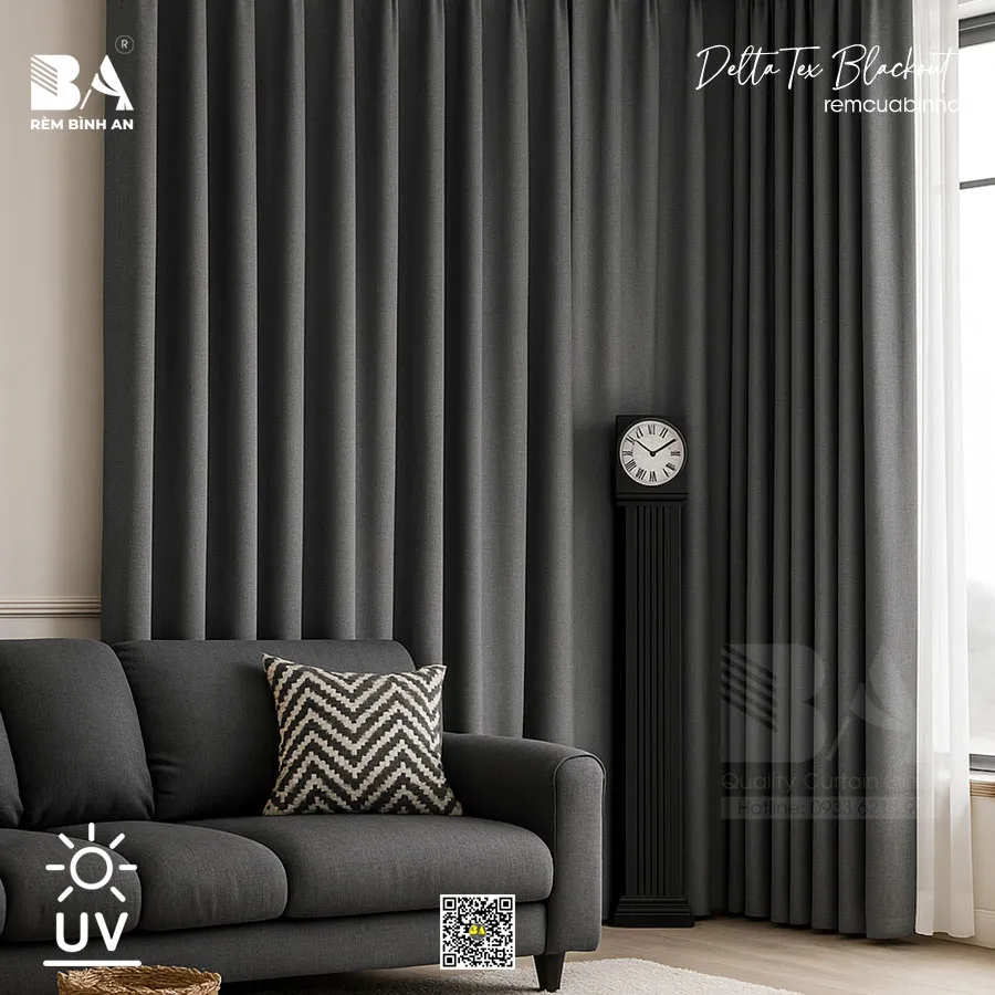 Rèm blackout xám đậm – thực tế tại chung cư