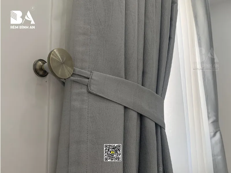 Rèm hai lớp màu xám hoa văn