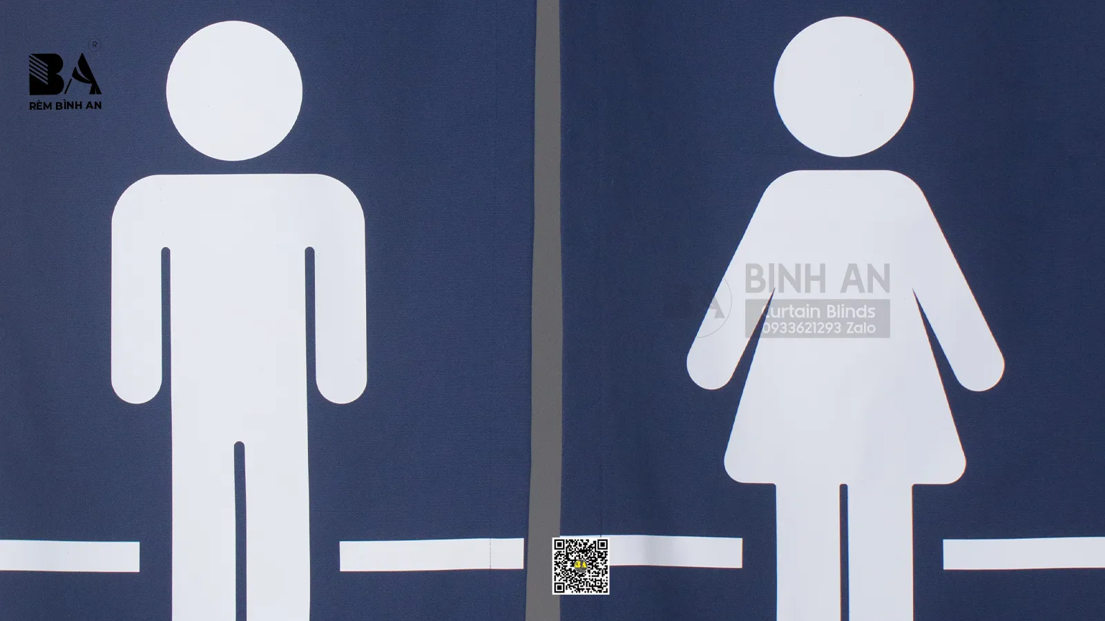 Rèm Noren Che WC Màu Xanh