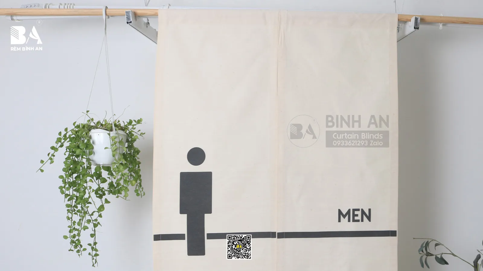 Rèm Noren In Logo WC Nam