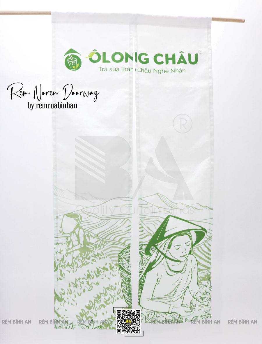 Rèm Noren Nhật Bản in logo Trà Ô Long Châu-4