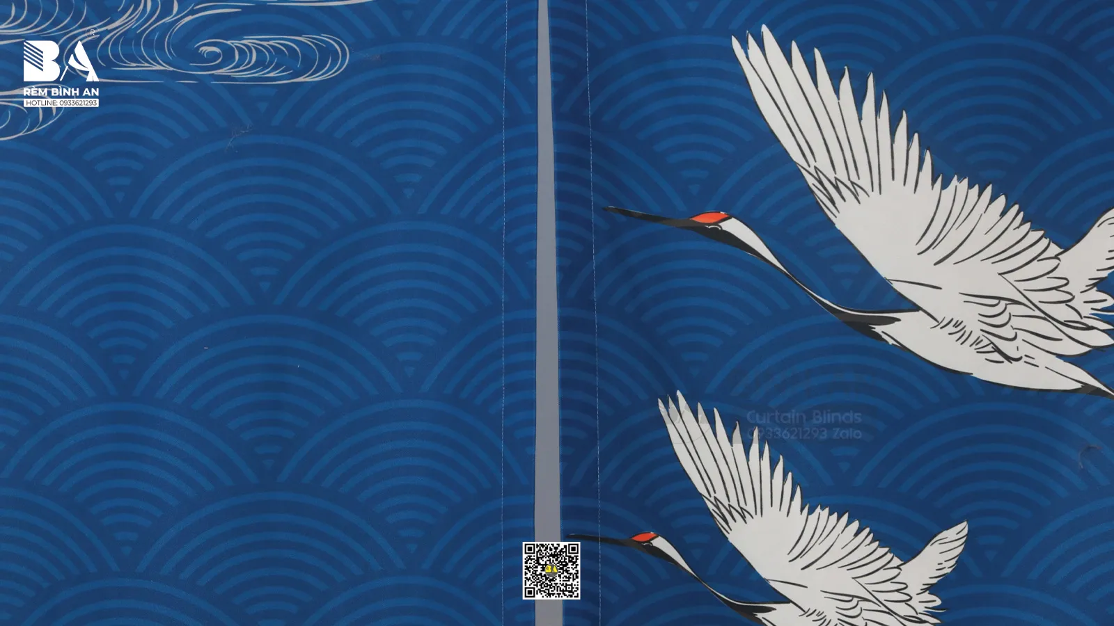 Rèm Noren Sóng Nhật Bản Xanh Cobalt