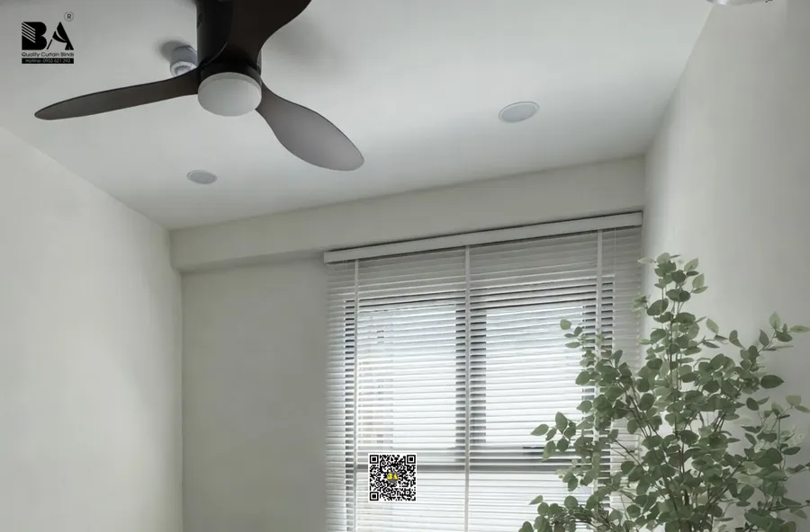 Rèm gỗ màu trắng bản 25mm