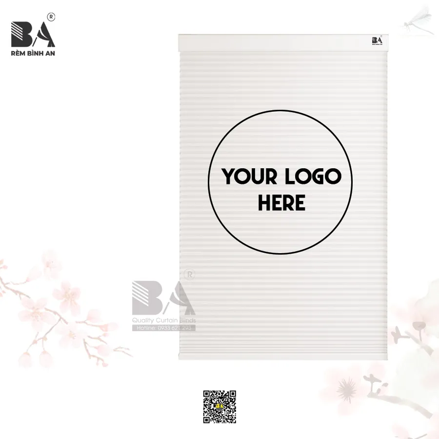 Rèm tổ ong chống nắng in logo nổi bật giữa ban ngày
