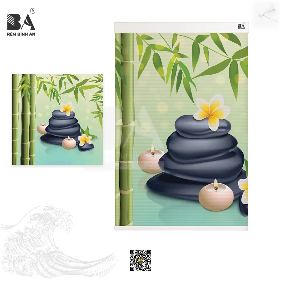 Rèm tổ ong tre trúc cho cửa kính phòng yoga