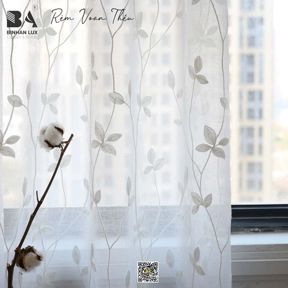 Rèm voan thêu hoa nhí VT17 - Thiết kế tinh tế, mềm mại