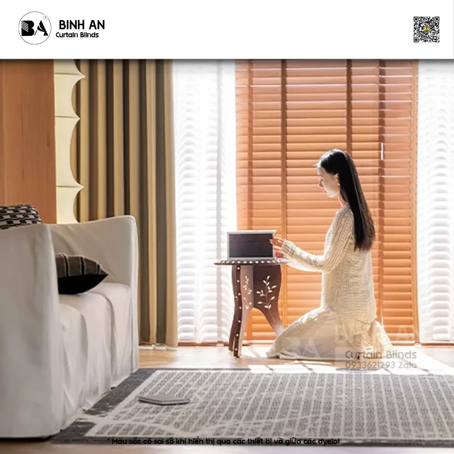 MORI Vải Rèm Cửa Vân Xước Ngang