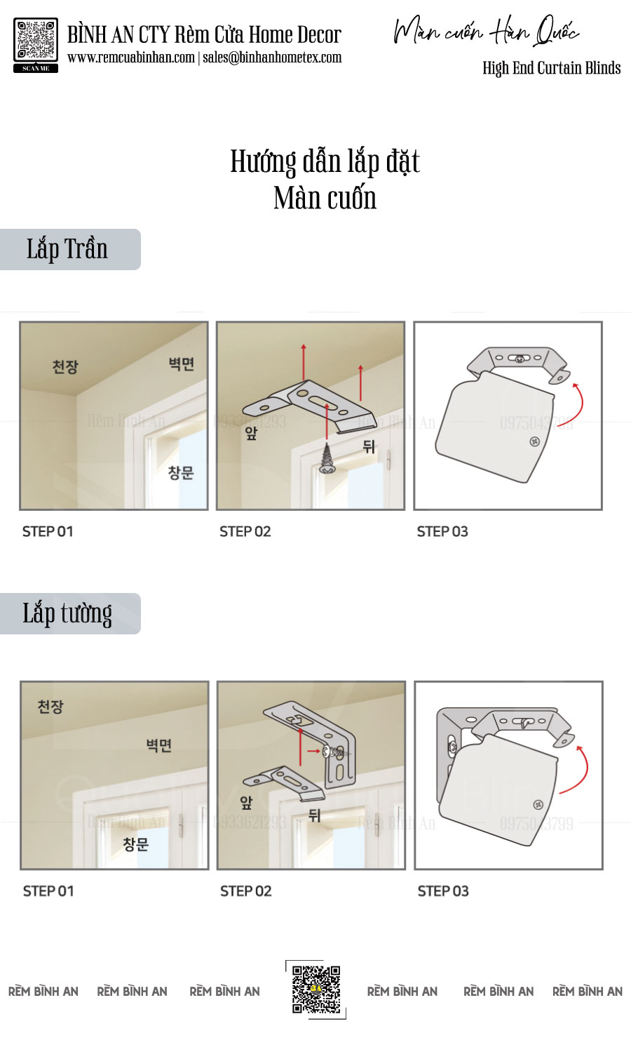 Lắp đặt trên trần nhà