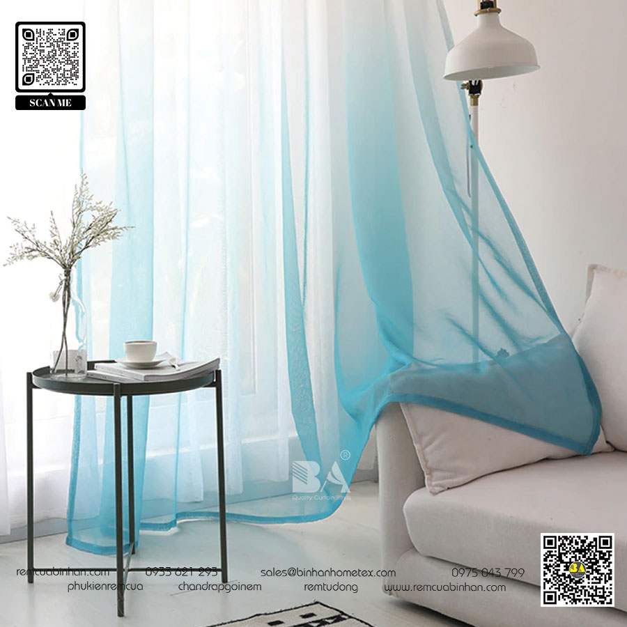 10 mẫu rèm voan màu xanh đẹp cho phòng khách của bạn