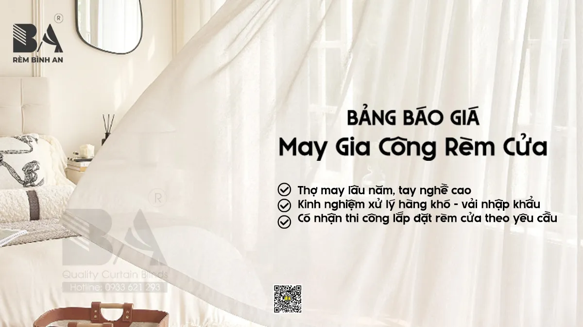 Bảng Giá May Gia Công Rèm Cửa 2025 ✅ Báo Giá Theo Kiểu May, Rõ Ràng – Không Phát Sinh