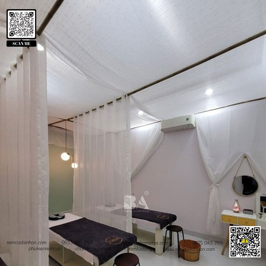 Bí kíp kết hợp rèm voan và nội thất trong spa đẹp mắt