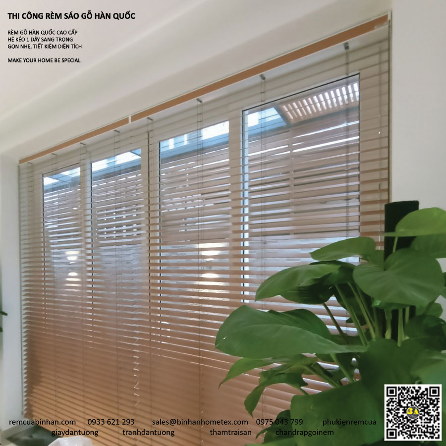 Bình An thi công lắp đặt RÈM GỖ HÀN QUỐC tại villa Gò Vấp