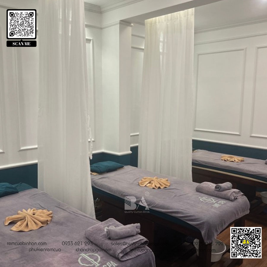 Không gian spa thêm đẳng cấp với rèm voan thêu tay