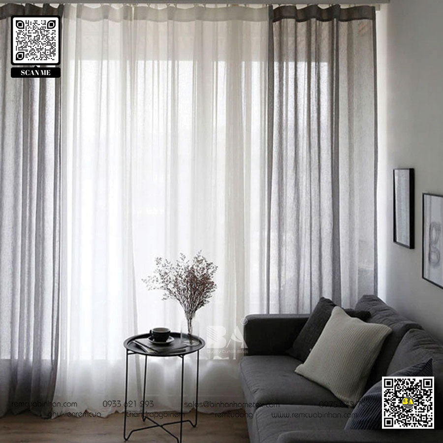 Lợi ích của việc sử dụng rèm voan màu ghi trong căn hộ chung cư