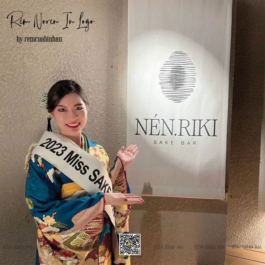 Màn Noren In Logo Thương Hiệu Nhà Hàng Nhật Sake Nén Riki