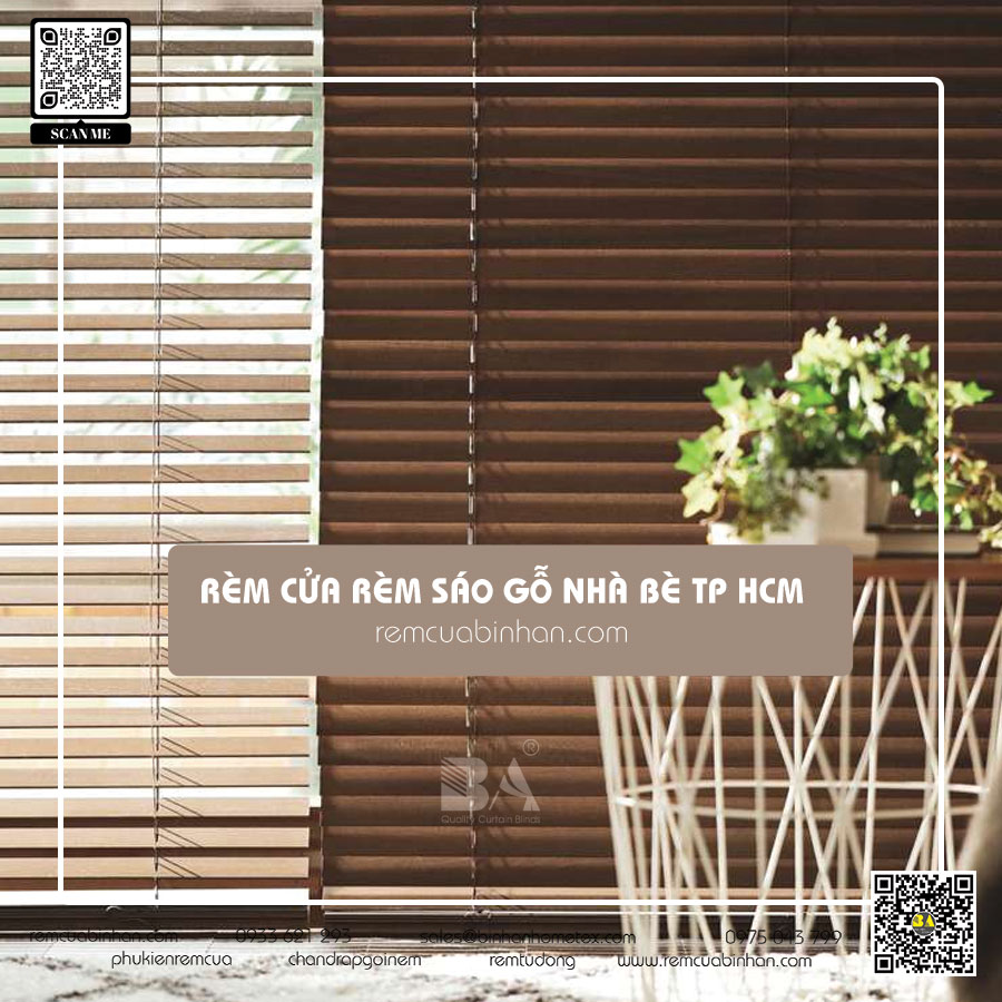 Thi công lắp đặt rèm vải chống nắng, rèm sáo gỗ tại Nhà Bè TP HCM - Rèm cửa Bình An