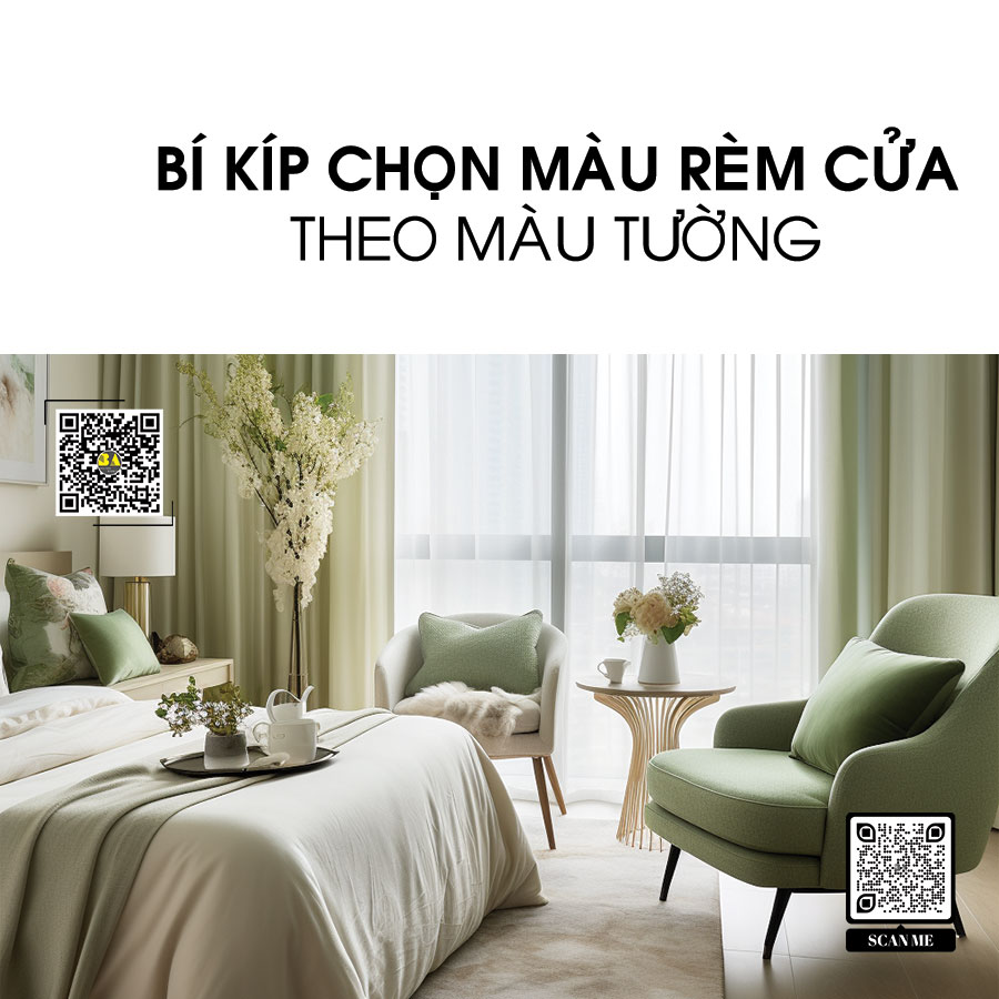 Mẹo chọn màu rèm cửa theo màu sơn tường cực đẹp