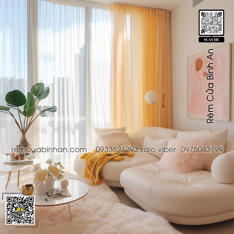 Mẹo Phối Màu Rèm Cửa Bình An Cho Tường Màu Mỡ Gà