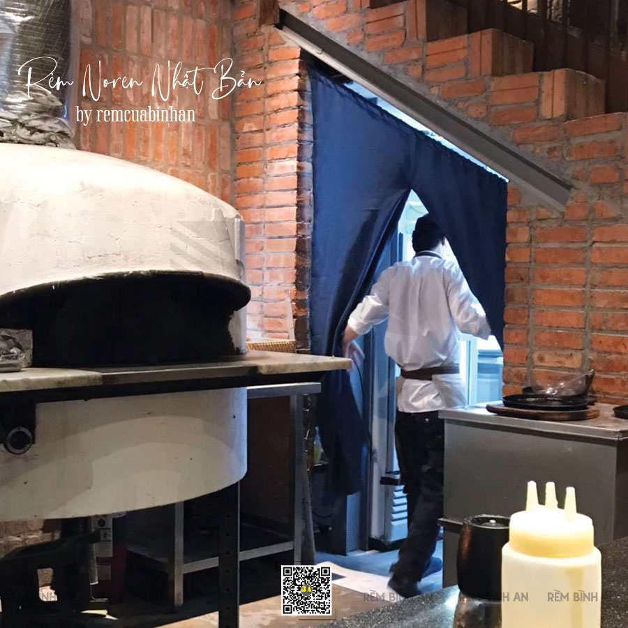 Rèm Che Bếp Nhật Màu Xanh Đậm - Màn Cửa Nhà Hàng