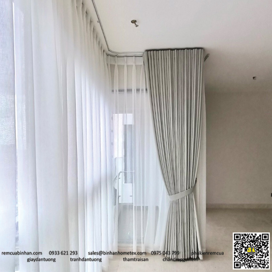 Rèm cửa Q2 Thảo Điền Rèm vải thô mộc Màn voan Rèm cuốn lưới sunscreen