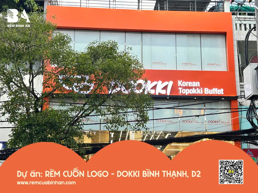 Rèm cuốn in logo Dookki – Chi nhánh D2 Bình Thạnh, TP.HCM