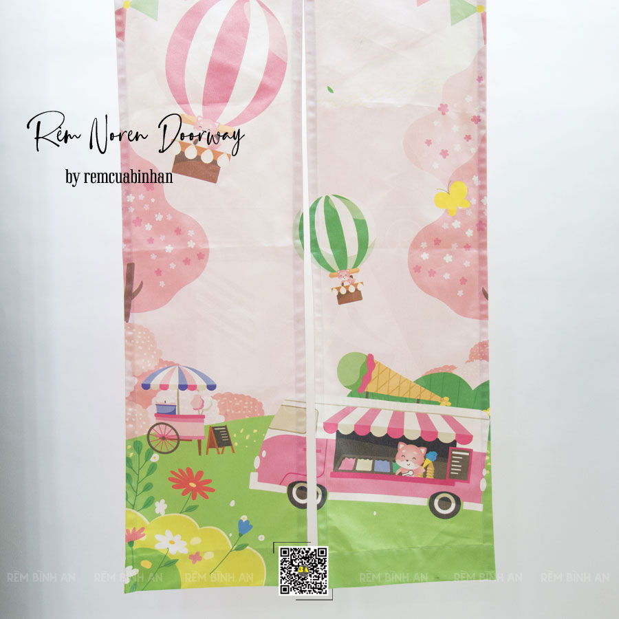 Rèm Noren Decor Quán Cà Phê Cáo Kids Play