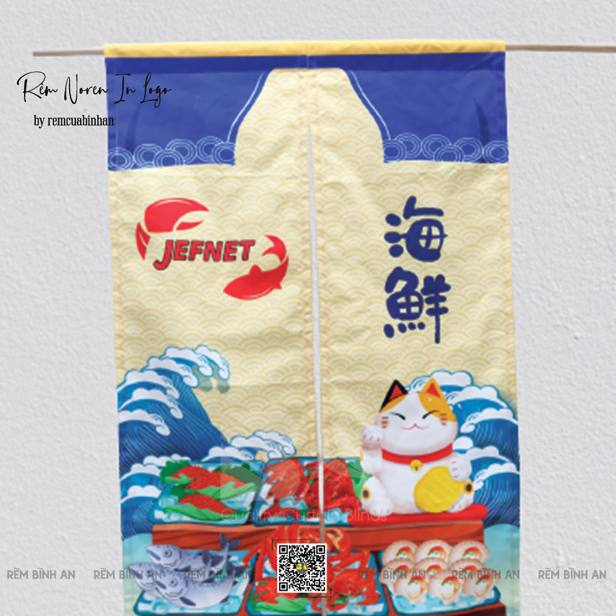 Rèm Noren In Logo - Giải Pháp Tinh Tế Cho Nhà Hàng Sushi Nhật Bản