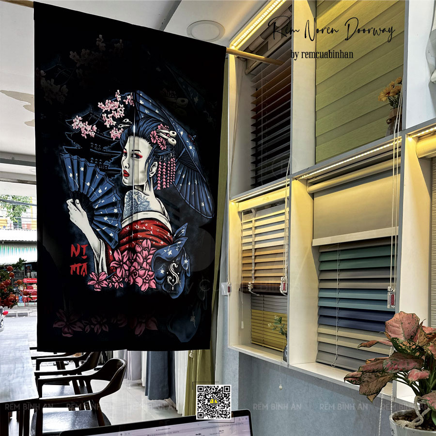 Rèm Noren In Logo Họa Tiết Nhật Bản Cho Nhà Hàng