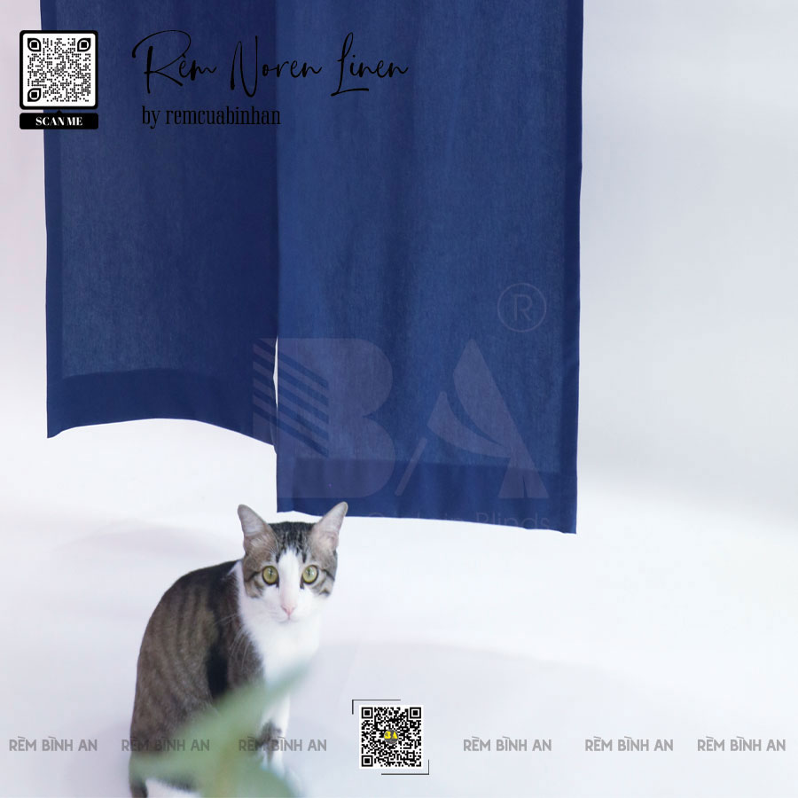 Rèm Noren linen mỏng nhẹ thoáng khí - phong cách mộc vintage