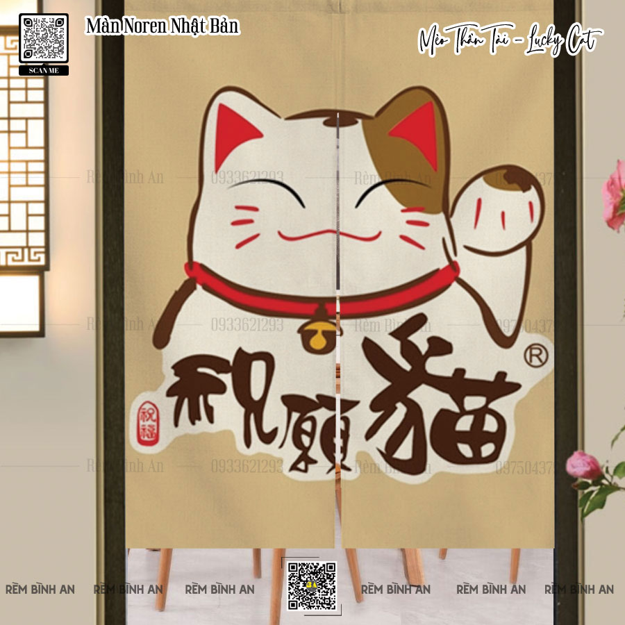 Rèm Noren Mèo Thần Tài: Mang Lại Tài Lộc Và May Mắn Cho Không Gian Sống
