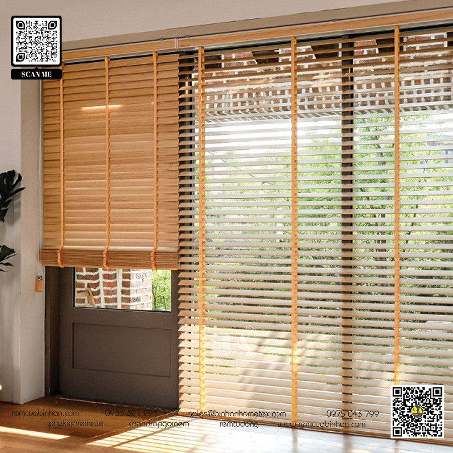 Rèm sáo gỗ cửa sổ - giải pháp tiết kiệm không gian cho chung cư nhỏ