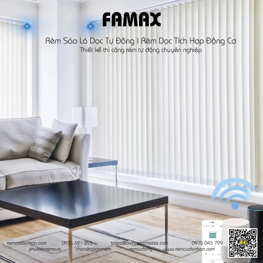 Rèm sáo lá dọc tự động Màn rèm thông minh Bình An