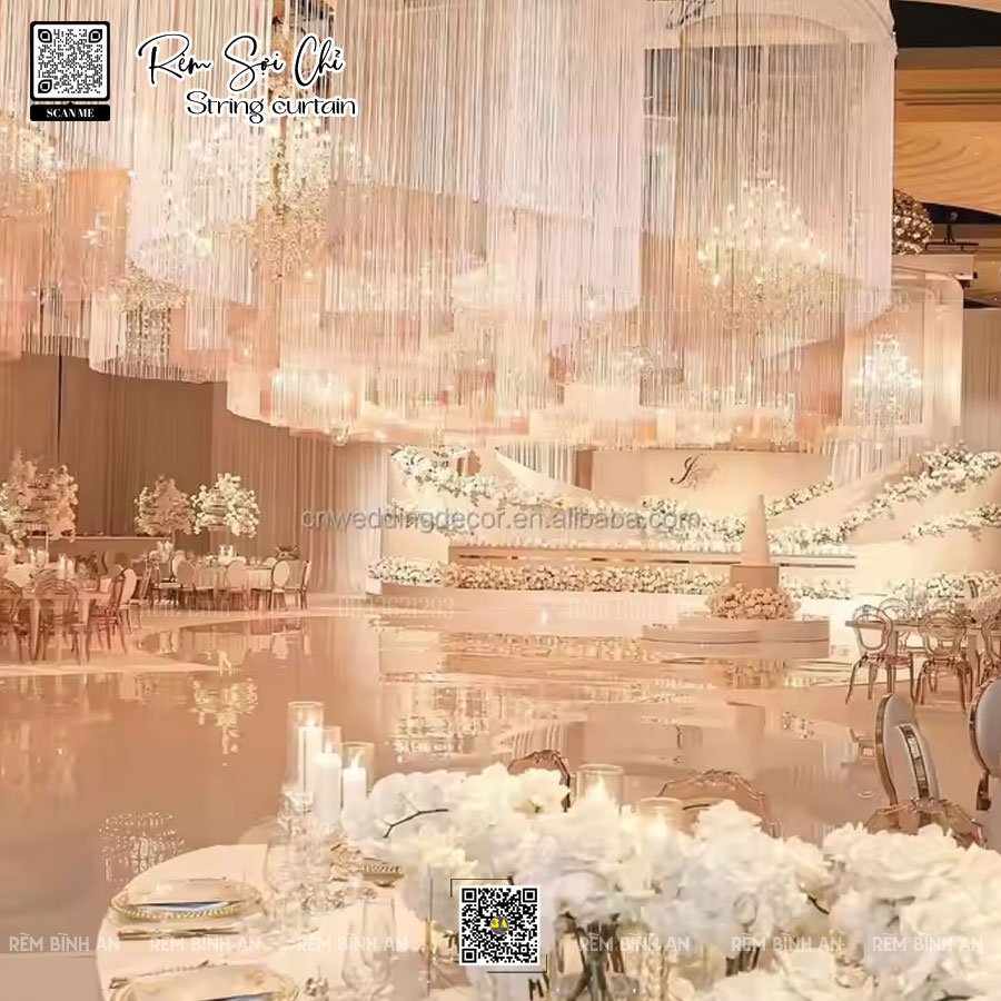 Rèm Sợi Chỉ - Bí Quyết Biến Tiệc Cưới Và Party Thành Không Gian Lung Linh Tiết Kiệm Chi Phí