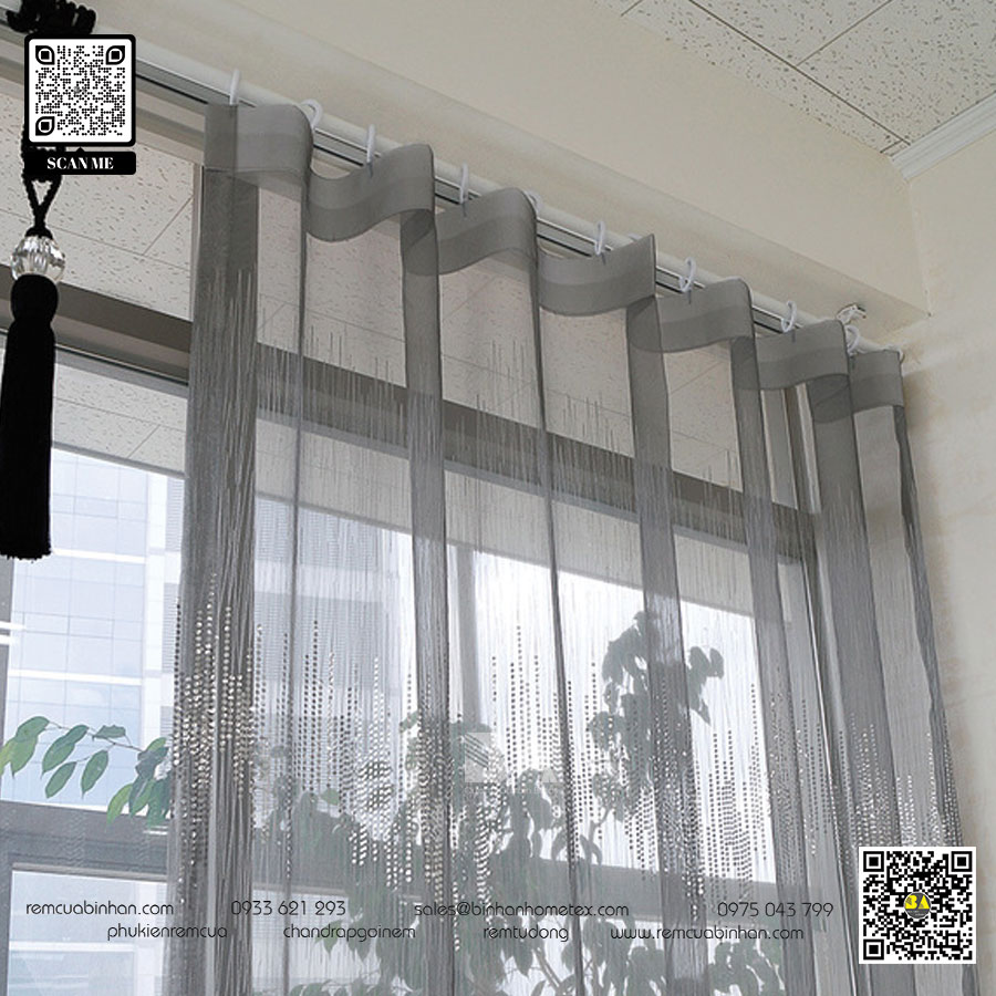 Rèm voan màu ghi và cách phối màu sắc trong nội thất