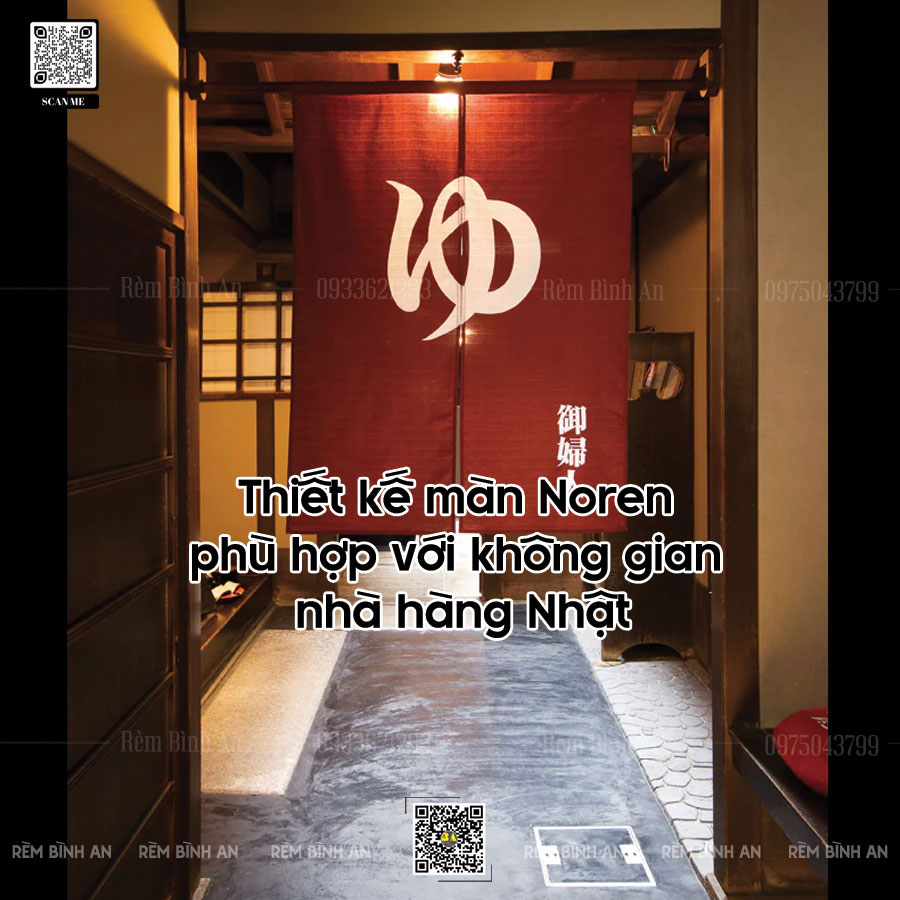 Thiết kế màn Noren phù hợp với không gian nhà hàng Nhật