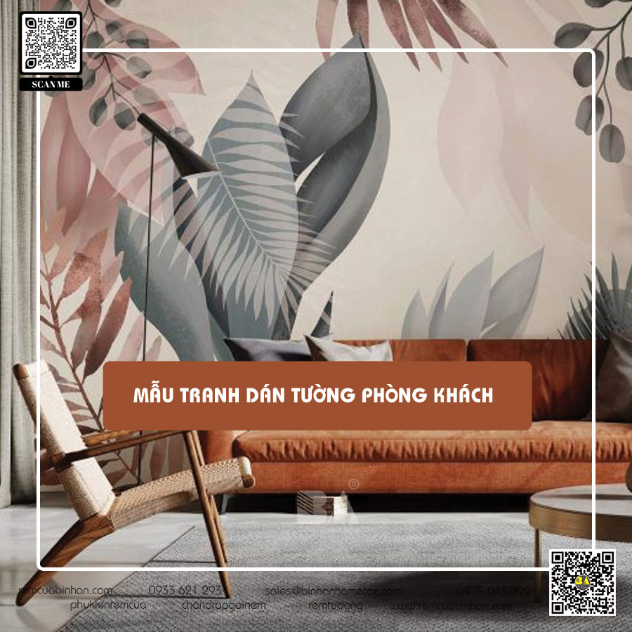 Tranh dán tường phòng khách độc đáo - Tạo điểm nhấn cho không gian sống