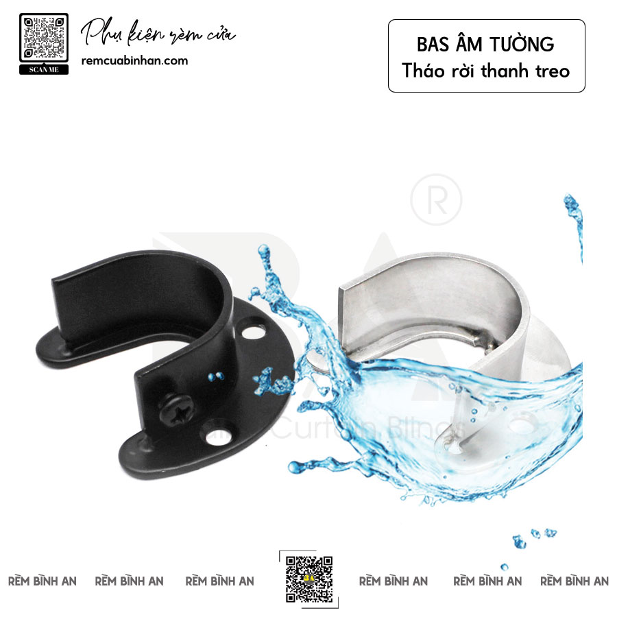 [1 Cái] Bas thanh treo rèm cửa âm tường phi ống 25mm