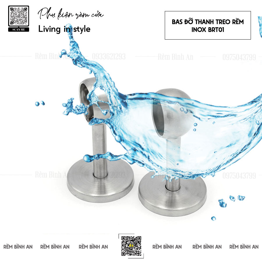 [1 Cái] Trụ Đỡ Thanh Treo Rèm & Quần Áo Inox 25mm – Chất Lượng Cao