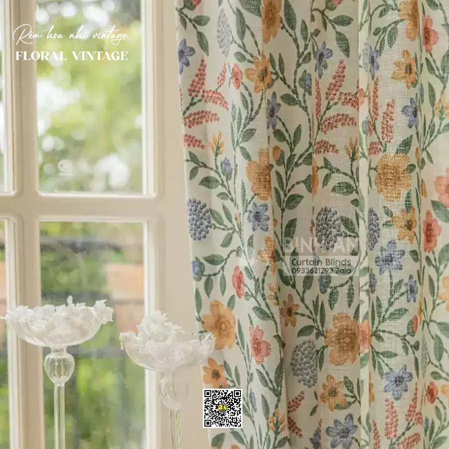 DAISY Rèm Vải Hoa Vintage English Cottage Cao Cấp