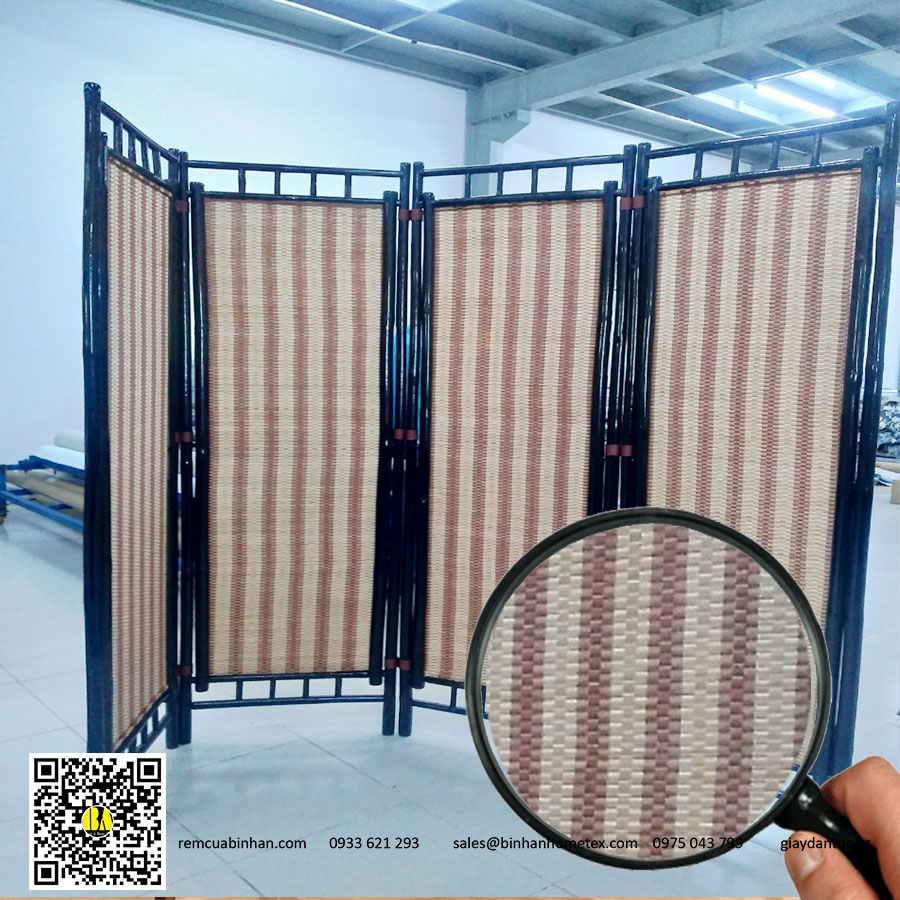 Bình Phong Khung Gỗ Màn Tăm Tre khung tre Vách ngăn phòng Trang trí không gian phòng phong cách Natural
