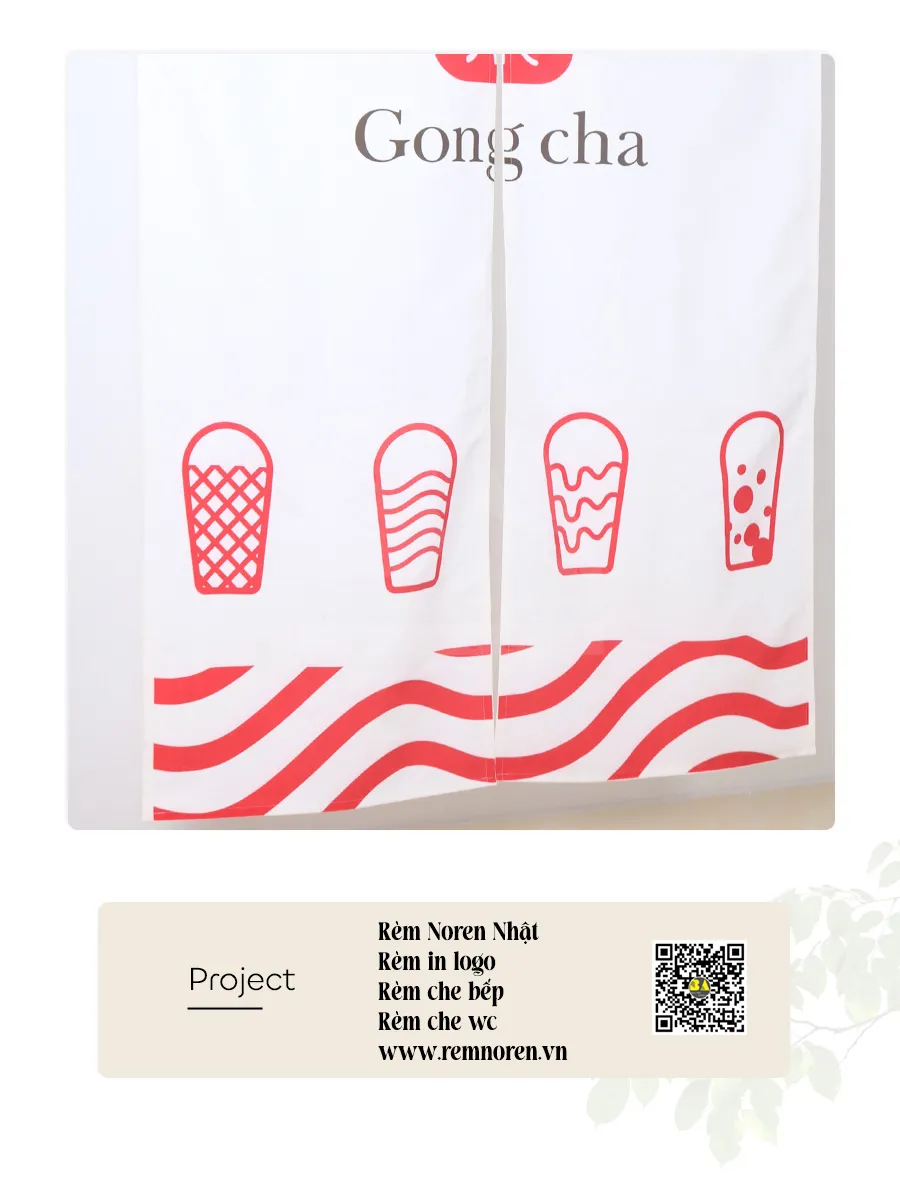 Rèm Noren In Logo Trà Sữa Gong Cha | Rèm Bình An-1