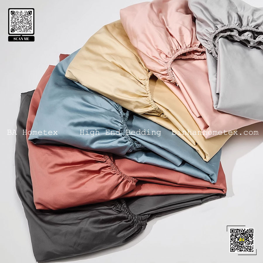 Ga giường Tencel BA HOMETEX, drap tencel 60s cao cấp mát lạnh bo chun đủ size nệm 1m6