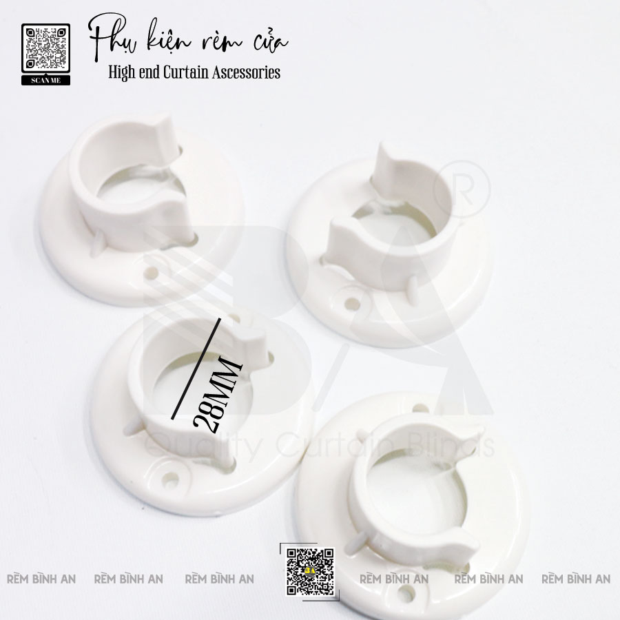 Bas Treo Rèm Âm Tường BC01| Bát Nhựa Lắp Lọt Lòng Thanh Treo Rèm Ø28 mm